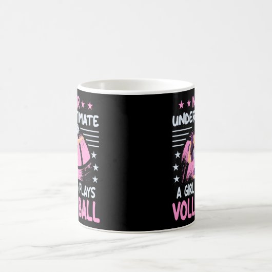 Unterschätzen Sie nie ein Mädchen, das Volleyball  Kaffeetasse (Mittel)