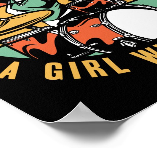 Unterschätzen Sie nie ein Mädchen mit Schlagzeug Poster (Ecke)