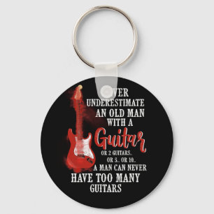Unterschätzen Sie nie einen alten Mann mit Gitarre Schlüsselanhänger