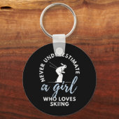 Unterschätzen Sie niemals ein Mädchen, das Lieben  Schlüsselanhänger (Vorderseite)