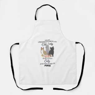 Unterschätzen Sie niemals eine alte Dame, die Lieb Schürze