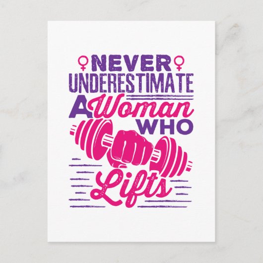 Unterschätzen Sie niemals eine Frau, die aufhebt Postkarte (Vorderseite)