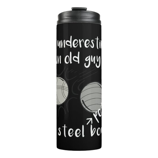 Unterschätzen Sie niemals einen alten Typ mit Peta Thermosbecher (Vorderseite)