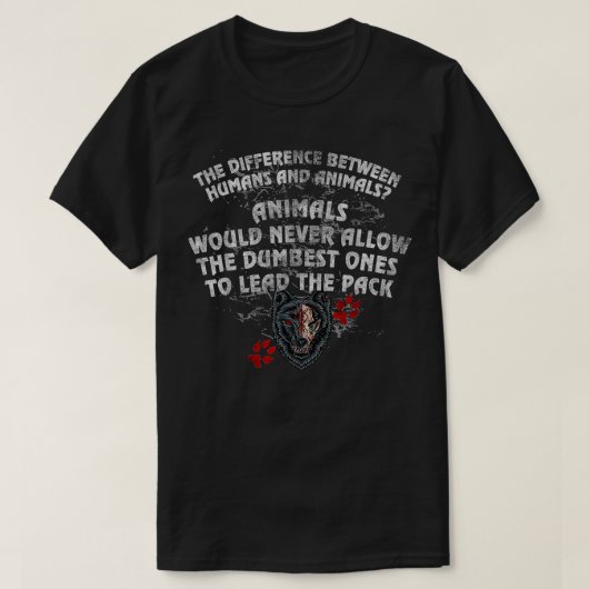 Unterschied zwischen Mensch und Tier T-Shirt (Design vorne)