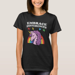 Unterschiede annehmen Autismus-Bewusstsein Einhorn T-Shirt