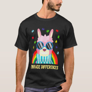 Unterschiede annehmen Lama Autismus-Bewusstsein Al T-Shirt