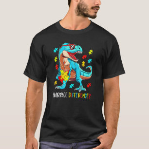 Unterschiede annehmen T Autismus-Bewusstsein Dino T-Shirt