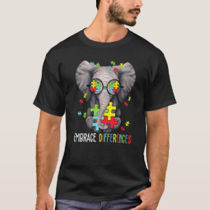 Unterschiede Umarmen Elefant Lustig Autismus-Bewus T-Shirt