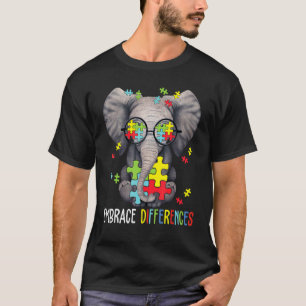 Unterschiede Umarmen Elefant Lustig Autismus-Bewus T-Shirt