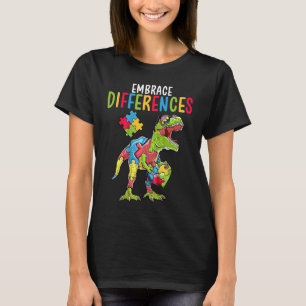 Unterschiede Umarmung Dinosaurier-Puzzleteile Auti T-Shirt
