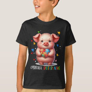 Unterschiede Umarmung Puzzle Herz Schwein Autismus T-Shirt