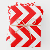 Unterschiedliche rot-weiße Größen Vertikal Zickzac Geschenkpapier Set (Beispiel)