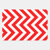 Unterschiedliche rot-weiße Größen Vertikal Zickzac Geschenkpapier Set (Vorderseite)