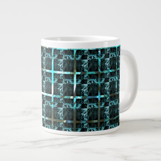 Unterschiedliche Schach-, Quadrat- oder Cyan-Bilde Jumbo-Tasse (Vorderseite Rechts)