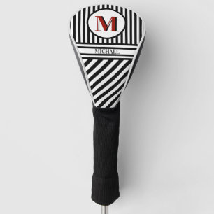 Unterschiedliche schwarz-rote Streifen in Monogram Golf Headcover