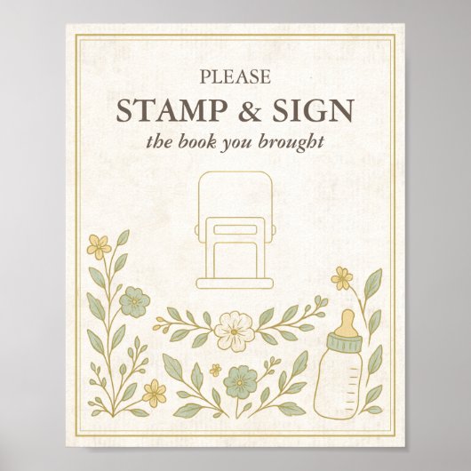 Unterschreiben Sie bitte das Buch | Babydusche Ein Poster (Vorne)