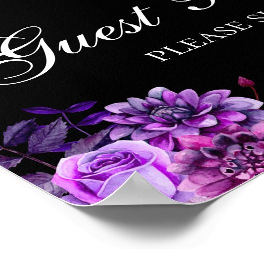 Unterschreiben Sie das Gästebuch. Lila Blumen. Sch Poster (Ecke)