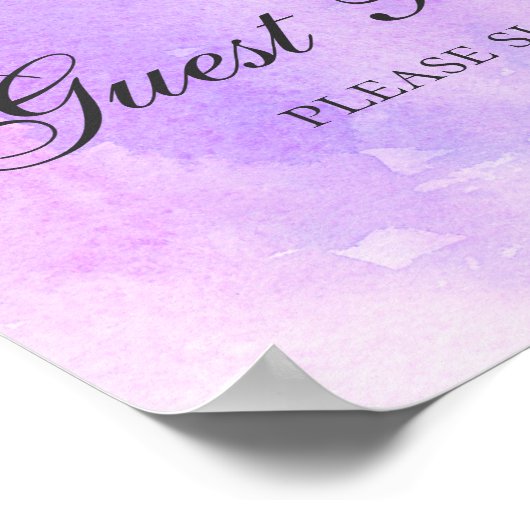 Unterschreiben Sie das Gästebuch. Lila Hochzeit. A Poster (Ecke)