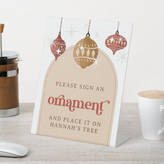 Unterschreiben Sie ein Ornament Retro Bauble Chris Sockelschild (In SItu)