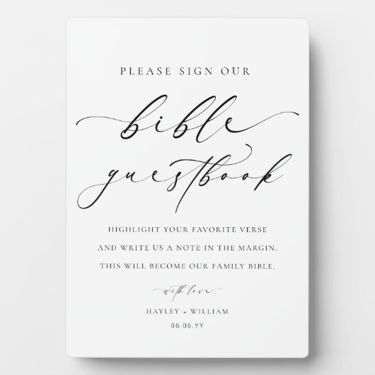 Unterschreiben Sie unser Bibel Wedbook Fotoplatte (Vorderseite)