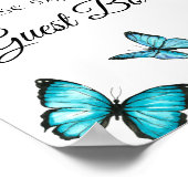 Unterschreiben Sie unser Gästebuch. Blaue Schmette Poster (Ecke)
