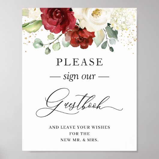 Unterschreiben Sie unser Gästebuch Burgundy Red Wh (Vorne)