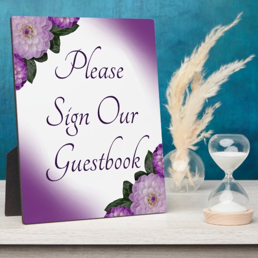 Unterschreiben Sie unser Gästebuch Dahlia Lila Lav Fotoplatte (Seite)