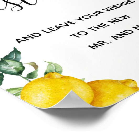 Unterschreiben Sie unser Gästebuch Hochzeitslemone (Ecke)