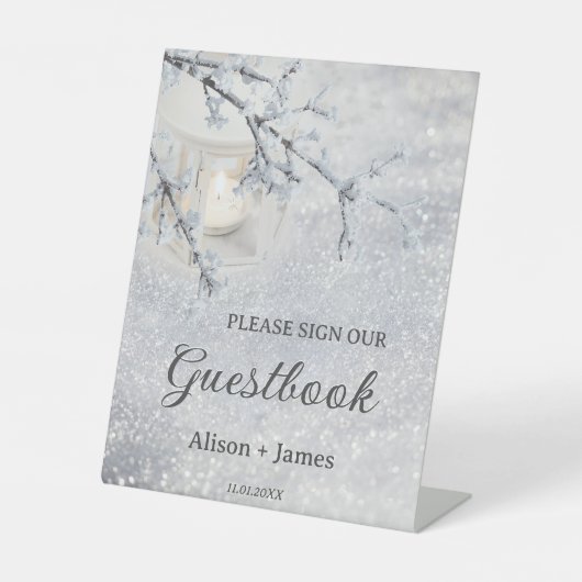 Unterschreiben Sie unser Gästebuch Hochzeitstisch Sockelschild (Vorderseite)