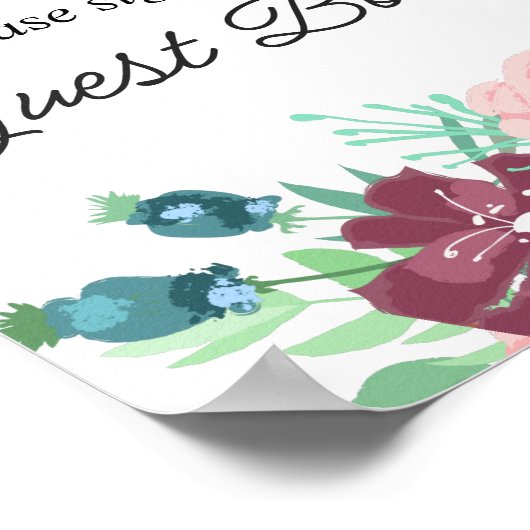 Unterschreiben Sie unser Gästebuch. Lila Blume im  Poster (Ecke)