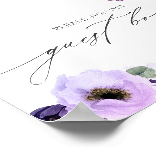 Unterschreiben Sie unser Gästebuch Lila Blumenzwie (Ecke)