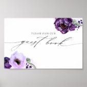 Unterschreiben Sie unser Gästebuch Lila Blumenzwie (Vorne)