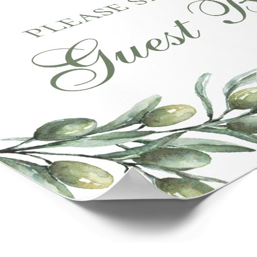 Unterschreiben Sie unser Gästebuch. Oliven. Italie Poster (Ecke)