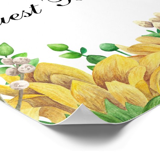 Unterschreiben Sie unser Gästebuch. Rustic Flowers Poster (Ecke)