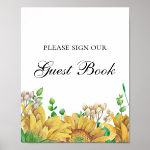 Unterschreiben Sie unser Gästebuch. Rustic Flowers Poster