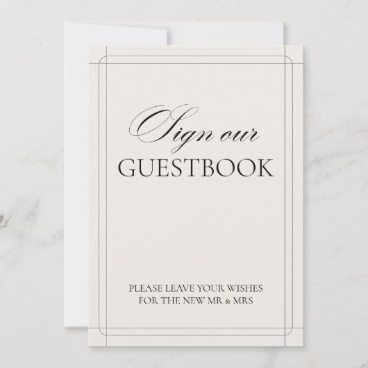 Unterschreiben Sie unser Gästebuch Vintag Einladung (Vorderseite)