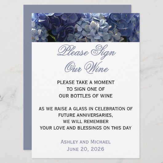 Unterschreiben Sie unser Zeichen für Hydrangea Einladung (Vorne/Hinten)