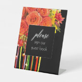 Unterschreiben Unser Gästebeschild - bunt boho Pla Sockelschild (Vorderseite)