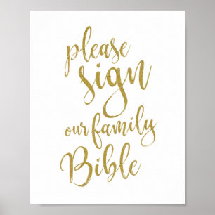 Unterschreibt unsere Familienbibel 8x10 Hochzeitsb Poster