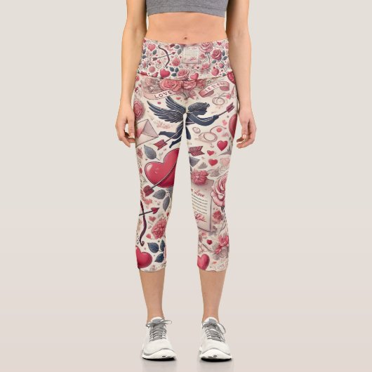 Unterschrieben mit einer Rose Capri Leggings (Vorderseite)