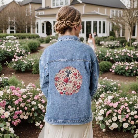 Unterschrieben mit einer Rose Jeansjacke (Hochzeit Rückseite)