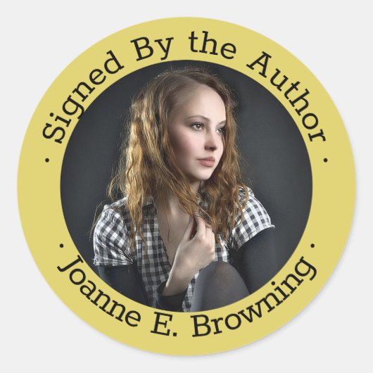 Unterschriebenes Foto für Autor-Buch-Signatur Runder Aufkleber (Vorderseite)