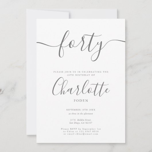 Unterschrift 40. Geburtstag Einladung (Vorderseite)