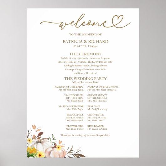 Unterschrift des Pumpkin Sunflower Hochzeit im Her Poster (Vorne)