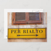 Unterschrift, die den Weg zur Rialto-Brücke weist, Postkarte (Vorne/Hinten)