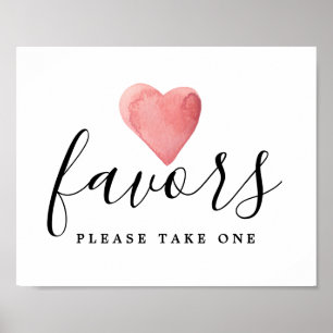 Unterschrift "DIY Red Watercolor Heart Gastgeschen Poster