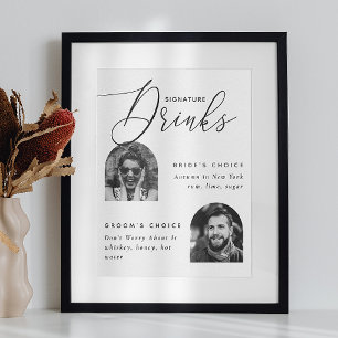 Unterschrift Drinks. Hochzeit eines eleganten Skri Poster