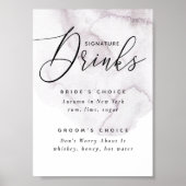 Unterschrift Drinks. Lila Hochzeit Poster (Vorne)