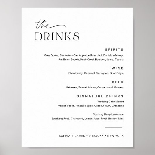 Unterschrift "EVERLEIGH Wedding Drink Cocktail Men Poster (Vorne)