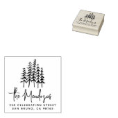 Unterschrift Familienname & Pine Trees Rücksendead Gummistempel (Stempel)